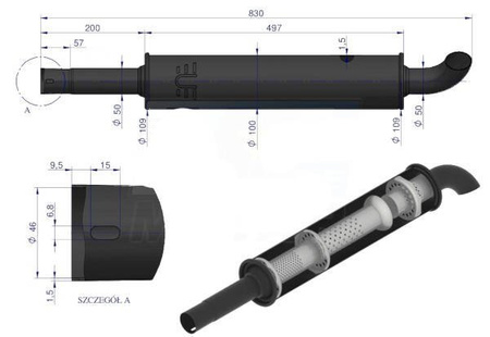 Tłumik okrągły krótki 830mm - Oryginał