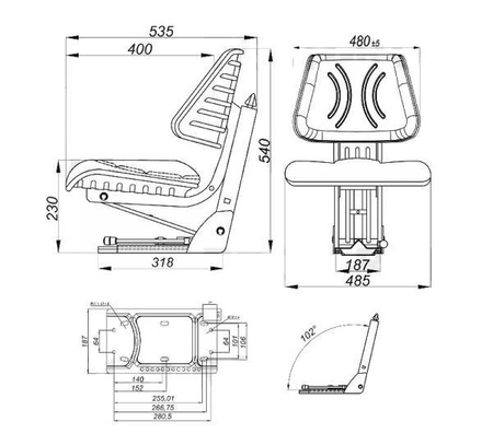 Siedzenie amortyzowane dwuczęściowe czerwone